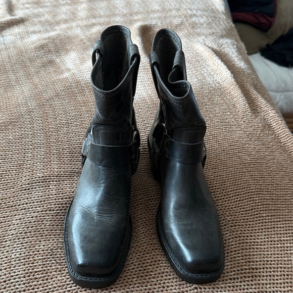 Frye Harness Square Toe Leather Boots - Picture 2 of 11